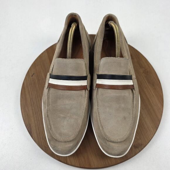 Allen Edmonds Shoes Mens Size 10.5 E Tan Suede Randolph Loafers Slip On Stripe - Picture 1 of 16